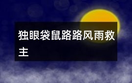 獨(dú)眼袋鼠“路路”風(fēng)雨救主