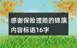 感謝保險(xiǎn)理賠的錦旗內(nèi)容標(biāo)語(yǔ)16字