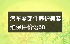 汽車零部件、養護、美容、維保評價語60字