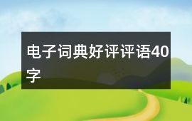 電子詞典好評評語40字