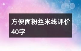 方便面、粉絲、米線評價40字