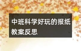 中班科學(xué)好玩的報(bào)紙教案反思