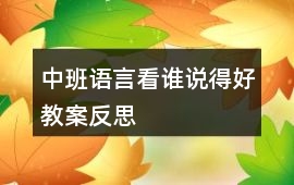 中班語(yǔ)言看誰(shuí)說(shuō)得好教案反思