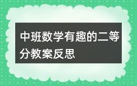 中班數學有趣的二等分教案反思