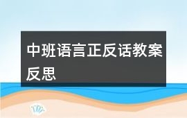 中班語言正反話教案反思