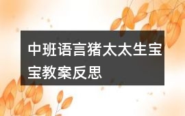 中班語(yǔ)言豬太太生寶寶教案反思