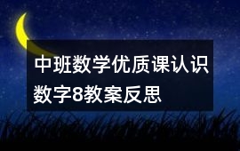 中班數(shù)學優(yōu)質課認識數(shù)字8教案反思