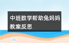 中班數(shù)學(xué)幫助兔媽媽教案反思