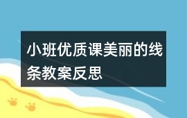 小班優(yōu)質(zhì)課美麗的線條教案反思