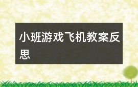小班游戲飛機教案反思