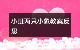 小班兩只小象教案反思