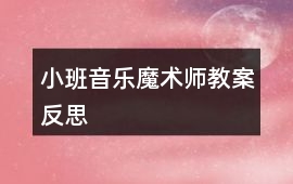 小班音樂魔術師教案反思