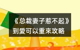 《總裁妻子惹不起》到愛可以重來攻略