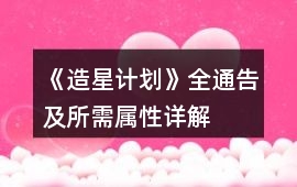 《造星計(jì)劃》全通告及所需屬性詳解