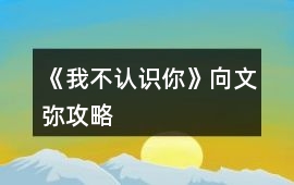 《我不認(rèn)識(shí)你》向文彌攻略
