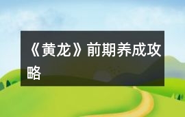 《黃龍》前期養(yǎng)成攻略
