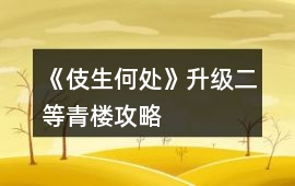《伎生何處》升級(jí)二等青樓攻略
