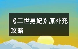 《二世男妃》原補(bǔ)充攻略