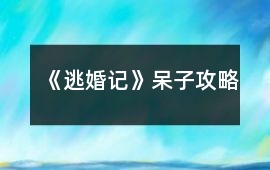 《逃婚記》呆子攻略