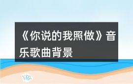 《你說(shuō)的我照做》音樂(lè)歌曲背景