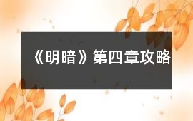 《明暗》第四章攻略