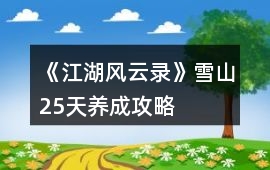 《江湖風(fēng)云錄》雪山25天養(yǎng)成攻略