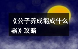 《公子養成：能成什么器》攻略