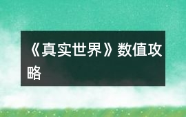 《真實世界》數(shù)值攻略