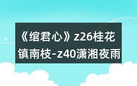 《綰君心》z26桂花鎮(zhèn)南枝-z40瀟湘夜雨攻略