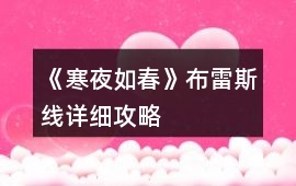 《寒夜如春》布雷斯線詳細攻略