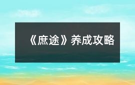 《庶途》養(yǎng)成攻略