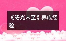 《曙光未至》養成經驗