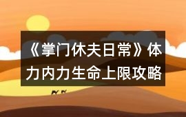 《掌門休夫日常》體力內(nèi)力生命上限攻略