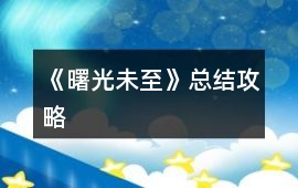 《曙光未至》總結攻略