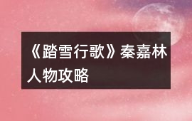 《踏雪行歌》秦嘉林人物攻略