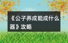 《公子養(yǎng)成能成什么器》攻略