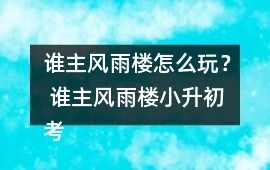 誰主風(fēng)雨樓怎么玩？ 誰主風(fēng)雨樓小升初考試攻略