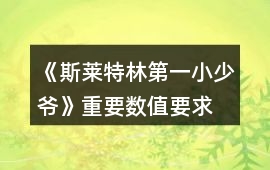 《斯萊特林第一小少爺》重要數值要求