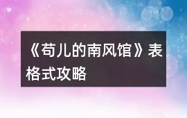 《茍兒的南風(fēng)館》表格式攻略