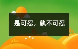 是可忍，孰不可忍
